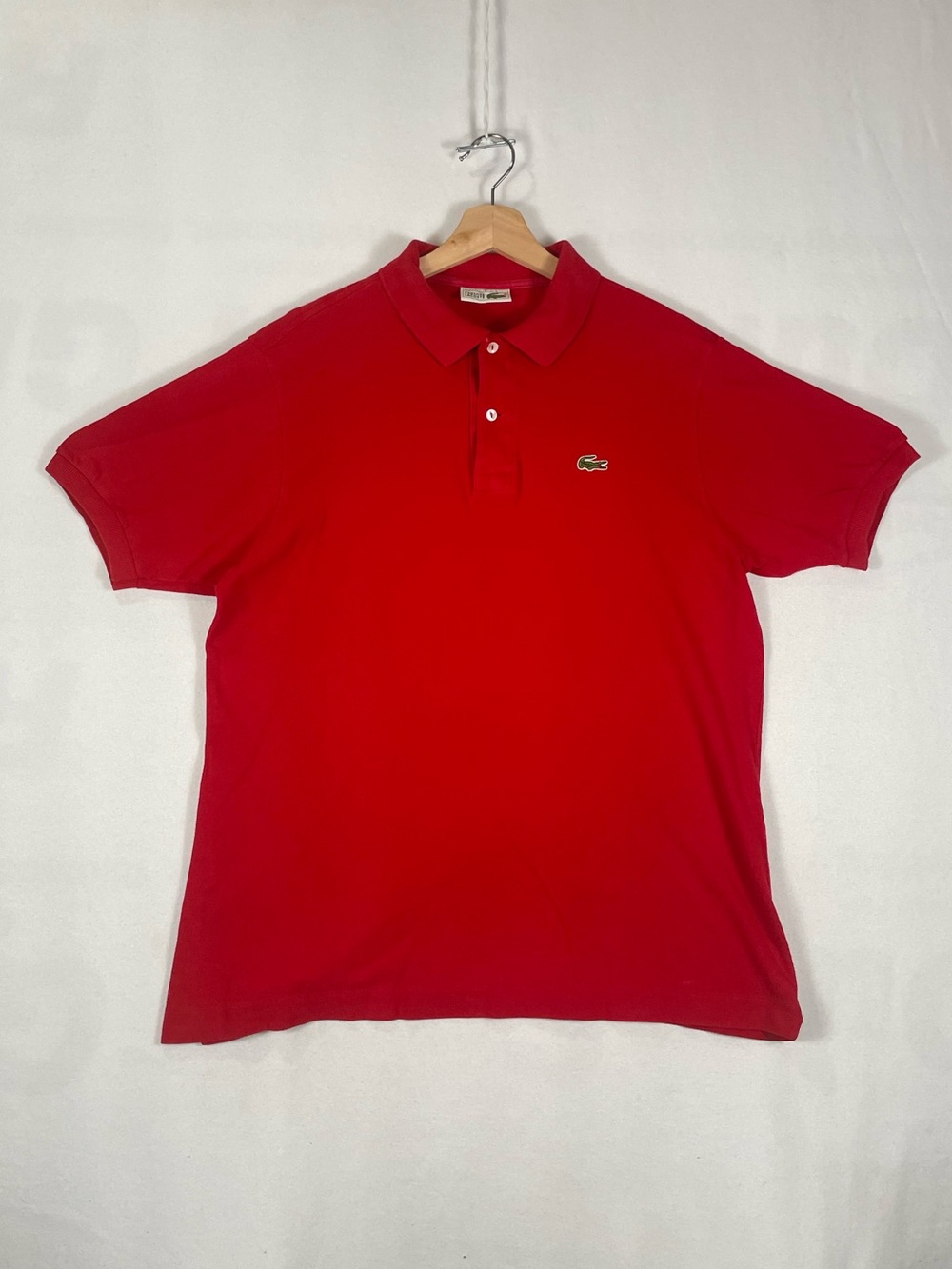 Vintage Chemise Lacoste Shortsleeve Made In France Red Polo Cotton Sz 5 L